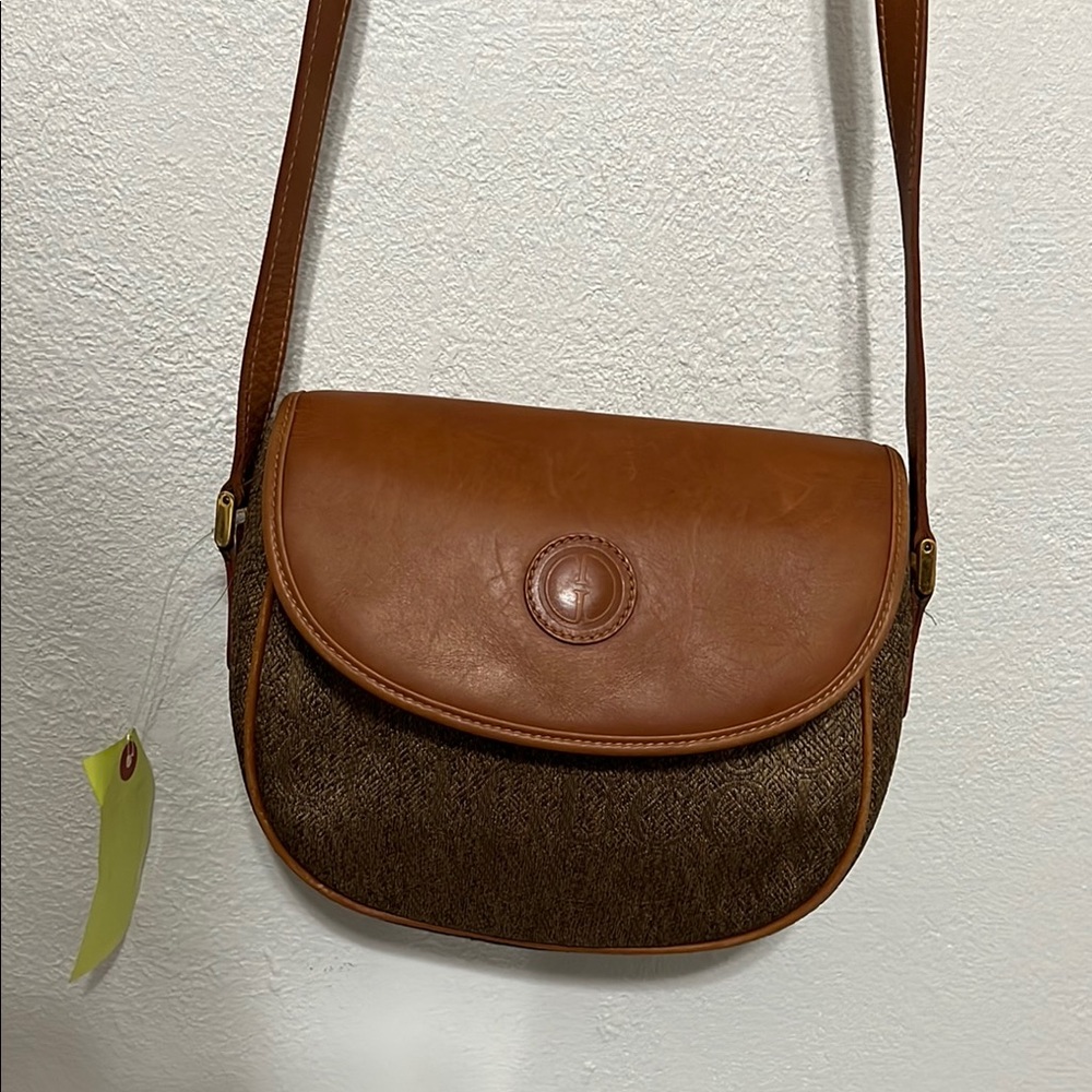 Vintage Gucci Leather and Brocade Crossbody Bag